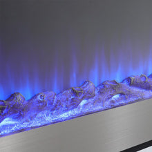 Load image into Gallery viewer, Silver 2kW Electric Fireplace 12 Flame Colour Recessed Fire with 2 Heat Settings Wall Mounted Fires Living and Home
