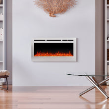 Load image into Gallery viewer, Silver 2kW Electric Fireplace 12 Flame Colour Recessed Fire with 2 Heat Settings Wall Mounted Fires Living and Home