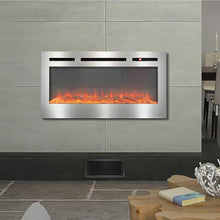Load image into Gallery viewer, Linear Electric Fireplace Recessed in Chrome Living and Home
