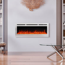 Load image into Gallery viewer, Silver 2kW Electric Fireplace 12 Flame Colour Recessed Fire with 2 Heat Settings Wall Mounted Fires Living and Home