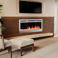 Load image into Gallery viewer, Silver 2kW Electric Fireplace 12 Flame Colour Recessed Fire with 2 Heat Settings Wall Mounted Fires Living and Home