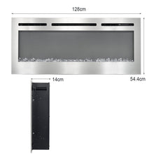 Load image into Gallery viewer, Linear Electric Fireplace Recessed in Chrome Living and Home 54.4cm H x 128cm W x 14cm D