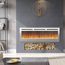 Load image into Gallery viewer, Silver 2kW Electric Fireplace 12 Flame Colour Recessed Fire with 2 Heat Settings Wall Mounted Fires Living and Home Silver 60 inch
