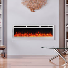 Load image into Gallery viewer, Silver 2kW Electric Fireplace 12 Flame Colour Recessed Fire with 2 Heat Settings Wall Mounted Fires Living and Home