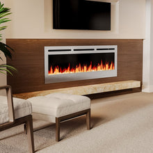 Load image into Gallery viewer, Silver 2kW Electric Fireplace 12 Flame Colour Recessed Fire with 2 Heat Settings Wall Mounted Fires Living and Home