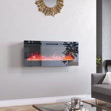Load image into Gallery viewer, 60 Inch Black Wall Mounted Fireplace with Changeable Mirror Effect Wall Mounted Fires Living and Home 50 inch