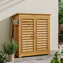 Load image into Gallery viewer, 97cm H Outdoor Solid Wood Storage Cabinet Garden Tool Shed Garden Sheds Living and Home