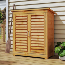 Load image into Gallery viewer, 97cm H Outdoor Solid Wood Storage Cabinet Garden Tool Shed Garden Sheds Living and Home