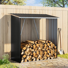 Load image into Gallery viewer, Garden Outdoor Metal Firewood Log Storage Shed