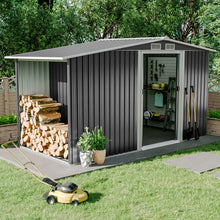 Load image into Gallery viewer, Garden Steel Shed Gable Roof Top with Firewood Storage Garden Storages & Greenhouses Living and Home