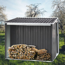 Load image into Gallery viewer, Garden Metal Storage Shed with Log Storage