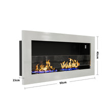 Load image into Gallery viewer, 35 Inch 47 Inch Bioethanol Fireplace Wall Mounted Grey Stainless Steel Bio Ethanol Fireplaces Living and Home