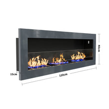Load image into Gallery viewer, 35 Inch 47 Inch Bioethanol Fireplace Wall Mounted Grey Stainless Steel Bio Ethanol Fireplaces Living and Home