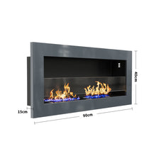 Load image into Gallery viewer, 35 Inch 47 Inch Bioethanol Fireplace Wall Mounted Grey Stainless Steel Bio Ethanol Fireplaces Living and Home