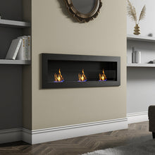 Load image into Gallery viewer, 55 Inch Bio Ethanol Fireplace White Grey Black Mounted Inset Wall Biofire Living and Home Black