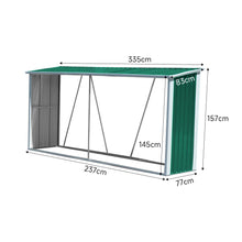 Load image into Gallery viewer, 11ft x 5ft Metal Garden Storage Shed for Firewood Tools Garden Sheds Living and Home
