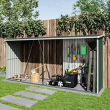 Load image into Gallery viewer, 11ft x 5ft Metal Garden Storage Shed for Firewood Tools Garden Sheds Living and Home