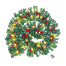 Load image into Gallery viewer, Traditional LED Christmas Garland with Pines Berries Living and Home