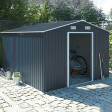 Load image into Gallery viewer, Livingandhome 12 x 10ft Metal Garden Shed with Foundation - Dark Grey