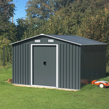 Load image into Gallery viewer, Livingandhome 12 x 10ft Metal Garden Shed with Foundation - Dark Grey