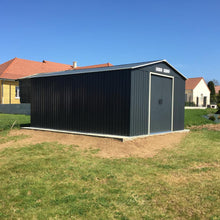 Load image into Gallery viewer, Livingandhome 12 x 10ft Metal Garden Shed with Foundation - Dark Grey