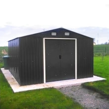 Load image into Gallery viewer, Livingandhome 12 x 10ft Metal Garden Shed with Foundation - Dark Grey