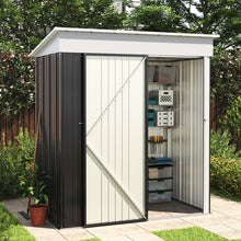 Load image into Gallery viewer, 162cm Wide Metal Storage Shed with Rack Patio Garden Tool House
