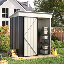 Load image into Gallery viewer, 162cm Wide Metal Storage Shed with Rack Patio Garden Tool House