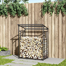 Load image into Gallery viewer, Garden Sanctuary Metal Tube Firewood Rack with PE Cover Roof Garden Sheds Living and Home