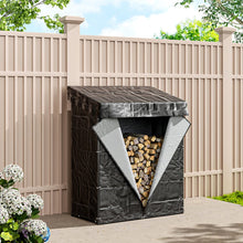 Load image into Gallery viewer, Garden Sanctuary Metal Tube Firewood Rack with PE Cover Roof Garden Sheds Living and Home M SIZE