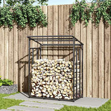 Load image into Gallery viewer, Garden Sanctuary Metal Tube Firewood Rack with Roof Garden Sheds Living and Home