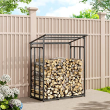 Load image into Gallery viewer, Garden Sanctuary Metal Tube Firewood Rack with Roof Garden Sheds Living and Home