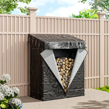 Load image into Gallery viewer, Garden Sanctuary Metal Tube Firewood Rack with Roof Garden Sheds Living and Home