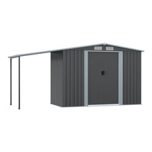 Load image into Gallery viewer, 12x4/12x6ft Outdoor Metal Storage Shed with Lean-to and Built-in shelf