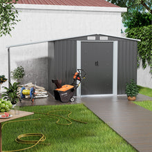 Load image into Gallery viewer, 12x4/12x6ft Outdoor Metal Storage Shed with Lean-to and Built-in shelf