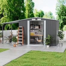 Load image into Gallery viewer, 12x4/12x6ft Outdoor Metal Storage Shed with Lean-to and Built-in shelf