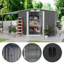 Load image into Gallery viewer, 12x4/12x6ft Outdoor Metal Storage Shed with Lean-to and Built-in shelf