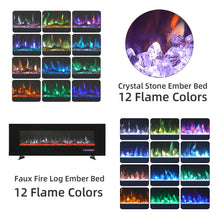Load image into Gallery viewer, 50/60/72 inch Wall Mounted Electric Fireplaces With Remote Control 9 Flame Colours Heater