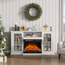 Load image into Gallery viewer, Electric Fireplace TV Stand with Glass Door Closed Storage 3 Flame Colours Freestanding Fireplaces Living and Home