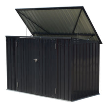 Load image into Gallery viewer, Outdoor Metal Garbage Storage Shed with Hinged Lid