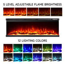 Load image into Gallery viewer, 40/50/60-Inch 3-Sided Wall Mounted Electric Fireplace 9 Flame Colours and 5 Brightness Modes