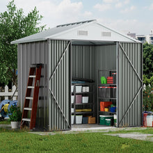 Load image into Gallery viewer, 6.5 x 6ft Metal Garden Storage Shed Outdoor Storage Tool House with Lockable Door Garden Sheds Living and Home