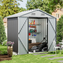 Load image into Gallery viewer, 6.5 x 6ft Metal Garden Storage Shed Outdoor Storage Tool House with Lockable Door Garden Sheds Living and Home