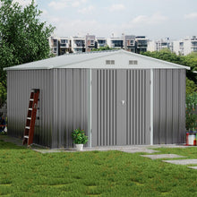 Load image into Gallery viewer, 10.5 x 6.7ft Outdoor Garden Metal Storage Shed with Lockable Double Doors Garden Sheds Living and Home