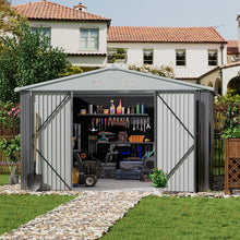 Load image into Gallery viewer, 10.5 x 6.7ft Outdoor Garden Metal Storage Shed with Lockable Double Doors Garden Sheds Living and Home