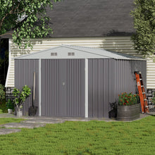 Load image into Gallery viewer, 10.5 x 6.7ft Outdoor Garden Metal Storage Shed with Lockable Double Doors Garden Sheds Living and Home