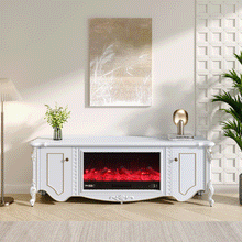 Load image into Gallery viewer, Smallbee Freestanding Fireplaces 180cm W TV Stand 30 Inch Electric Fireplace with Remote Freestanding Fireplaces Smallbee UK PM1512