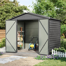 Load image into Gallery viewer, Heavy-Duty Lockable Tool Storage Shed, 8x5.7FT-Grey