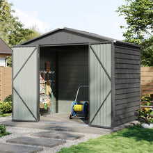 Load image into Gallery viewer, Heavy-Duty Lockable Tool Storage Shed, 8x5.7FT-Grey