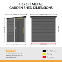 Load image into Gallery viewer, 4 x 6FT Outdoor Metal Pent Roof Garden Storage Shed